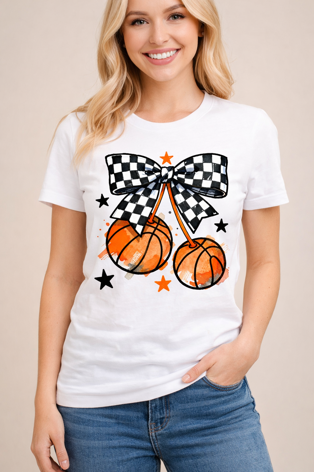 🏀🎀 Checkered Bow Basketball