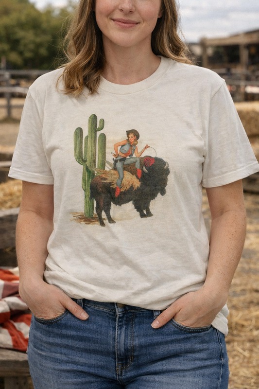 Vintage Cowgirl Buffalo Tee